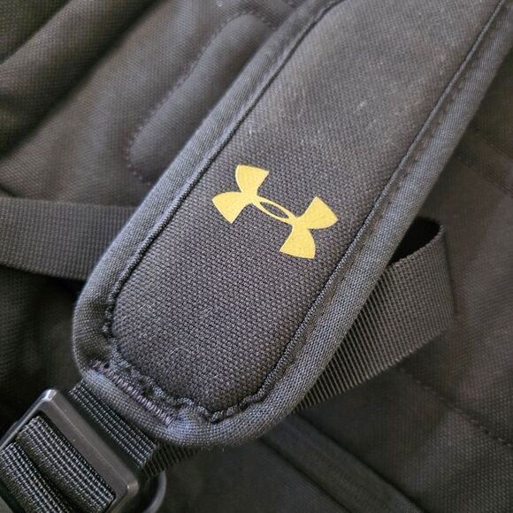 UA Under Armour Project Rock Duffle Backpack Bag Black Gold Gym New 1376459-002 - Picture 11 of 16